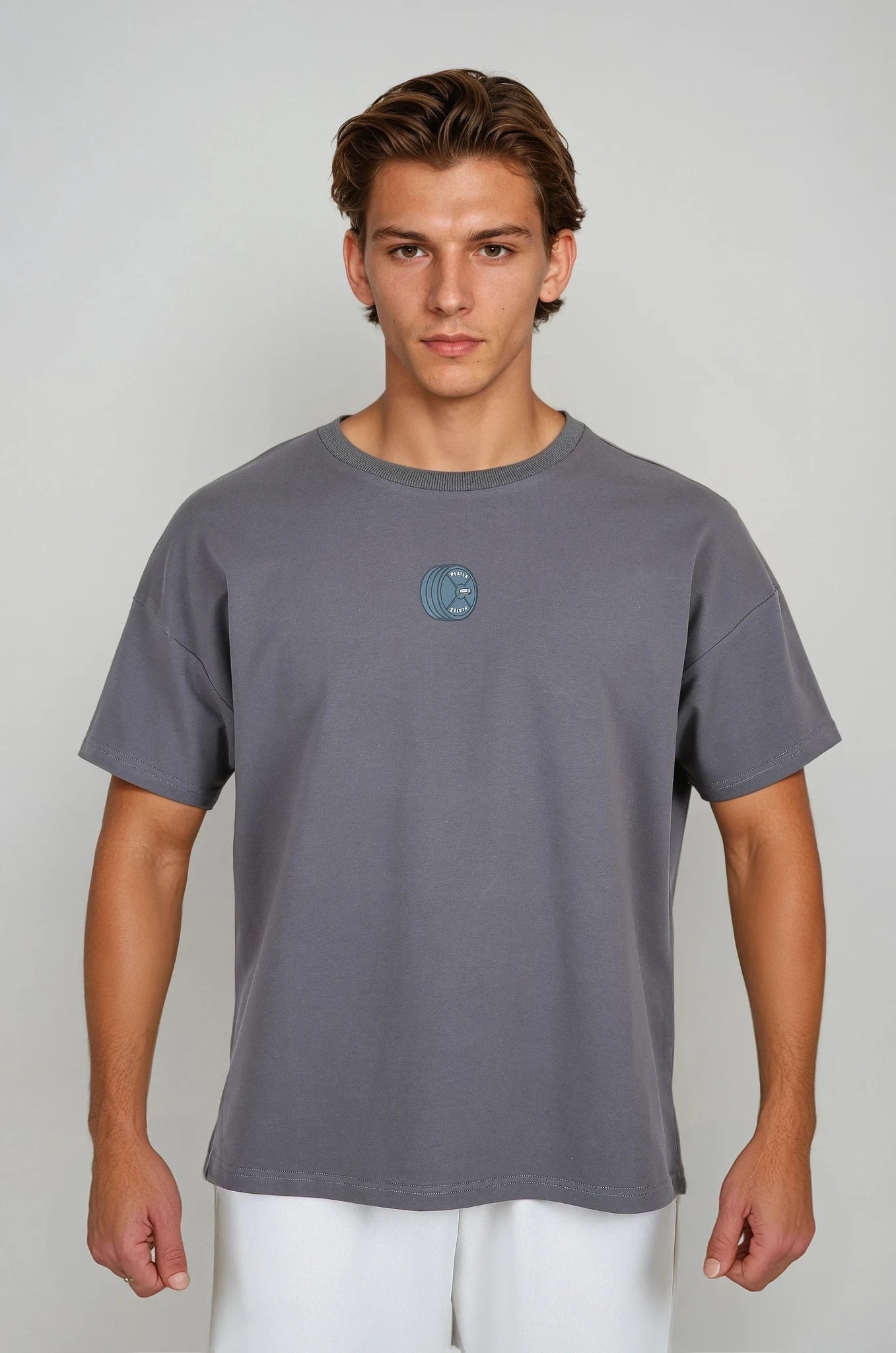 PLATES Unisex Oversized Tee - Charcoal Gray