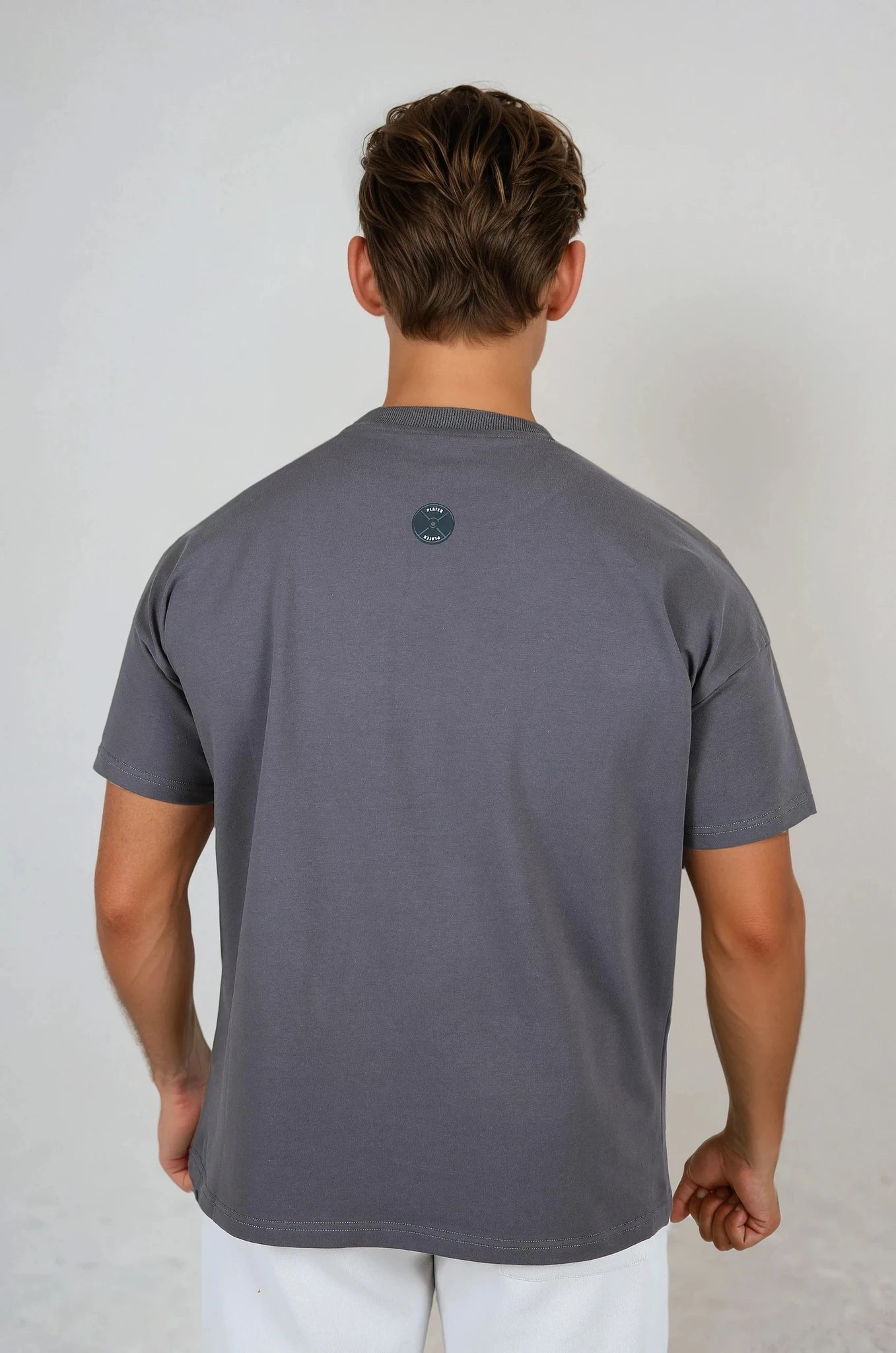 PLATES Unisex Oversized Tee - Charcoal Gray