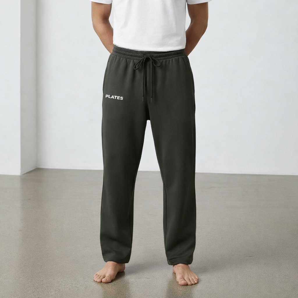 Plates Unisex Oversized Pants - Deep Olive Green