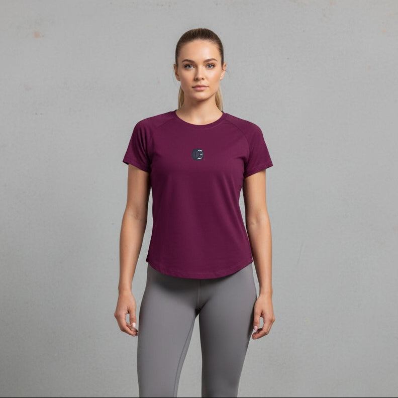 Plates Women’s Raglan Performance Tee - Wine Red