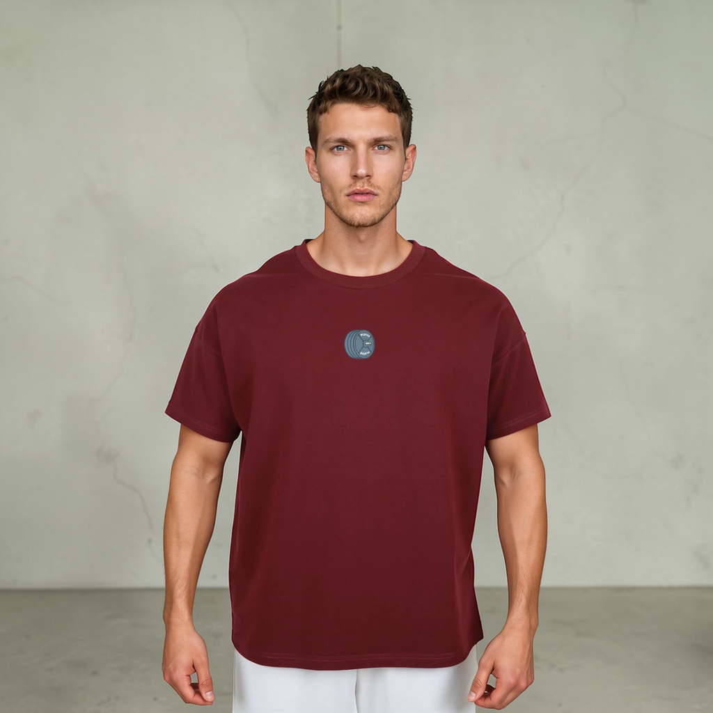 Plates Unisex Oversized Tee - Maroon