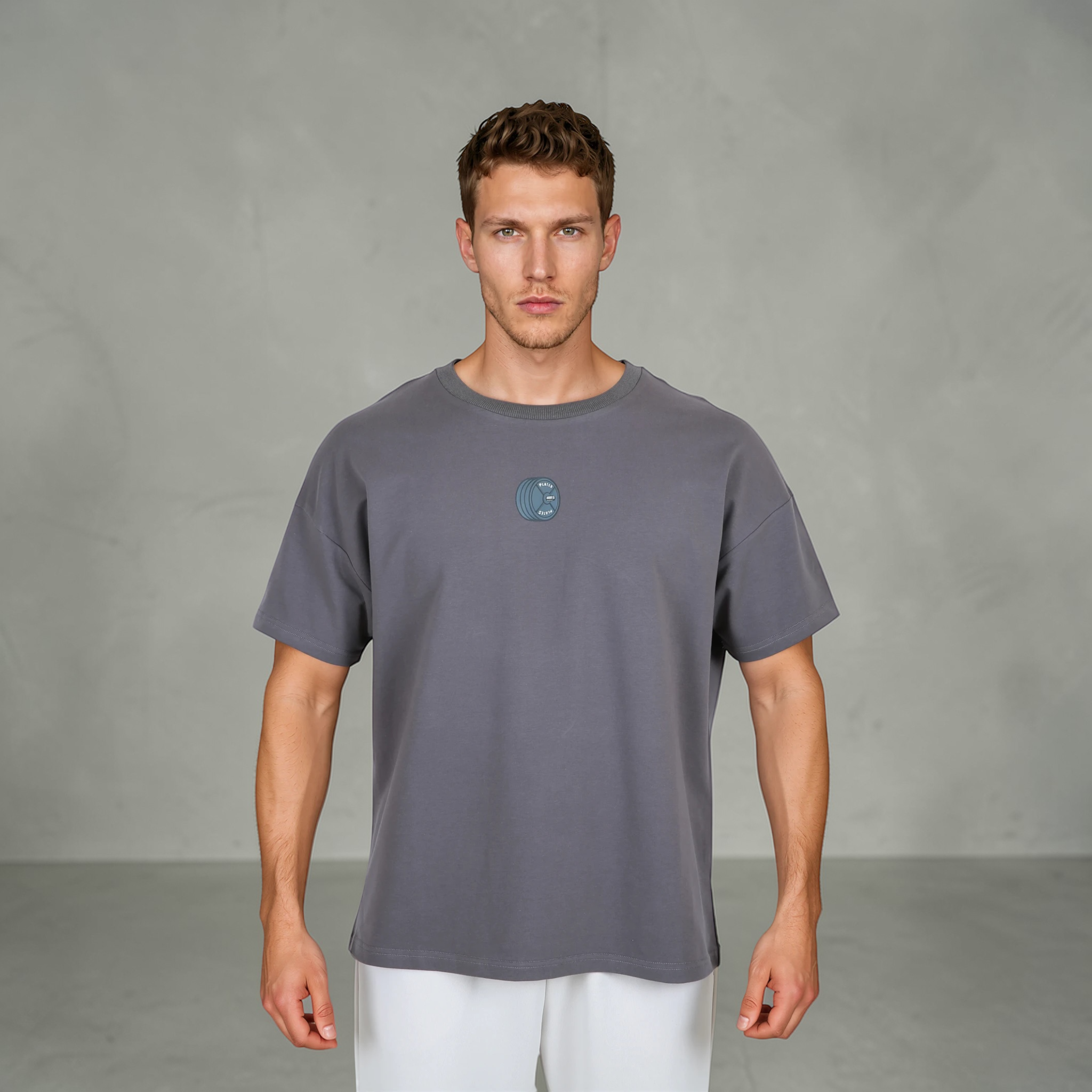 Plates Unisex Oversized Tee - Charcoal Gray